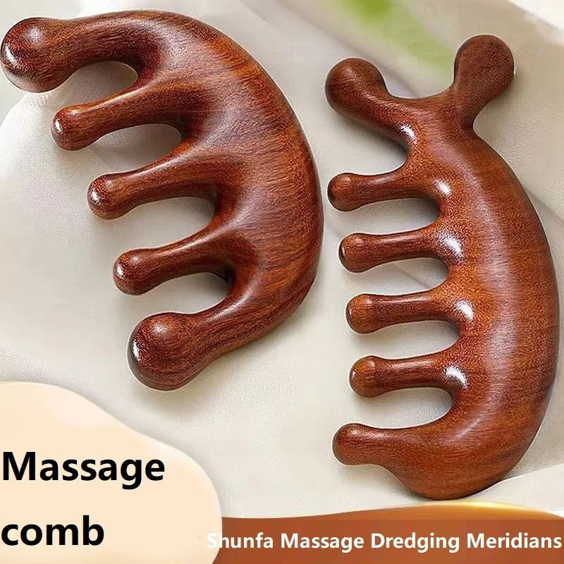 Sandalwood Wooden Scalp and Body Massage Comb – Natural Hair, Head and Body Massager