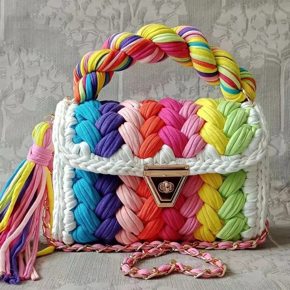 Hand Woven Crochet Shoulder Bag for Women