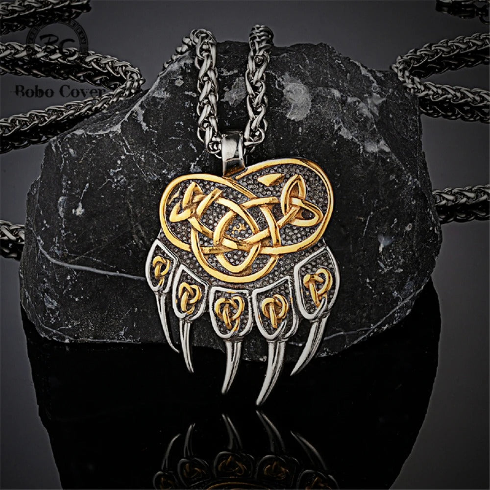 Viking Celtic Wolf Claw Necklace Men