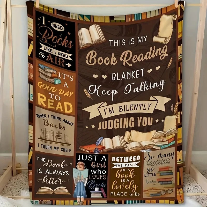 Book Lover Flannel Blanket – Soft Cozy Throw for Bed, Sofa, Couch, Camping – Reading Blanket Gift for All Seasons