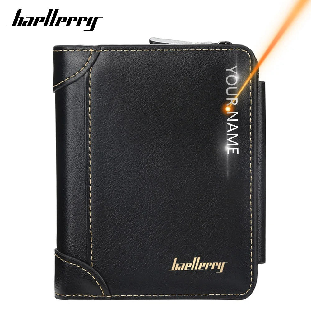 Personalized Name Men High Quality Zipper Wallets