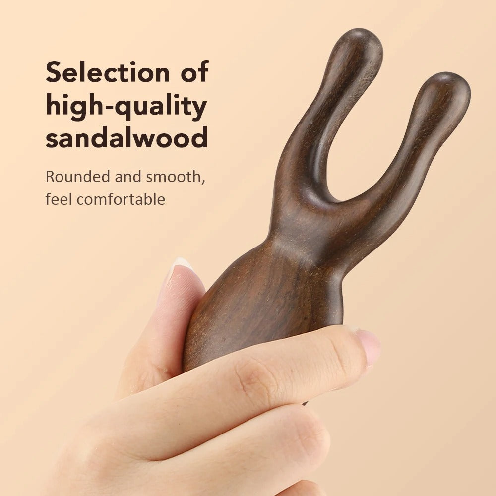 Sandalwood Gua Sha Facial Comb Massager – Lifting Tool for Eyes, Neck & Circulation
