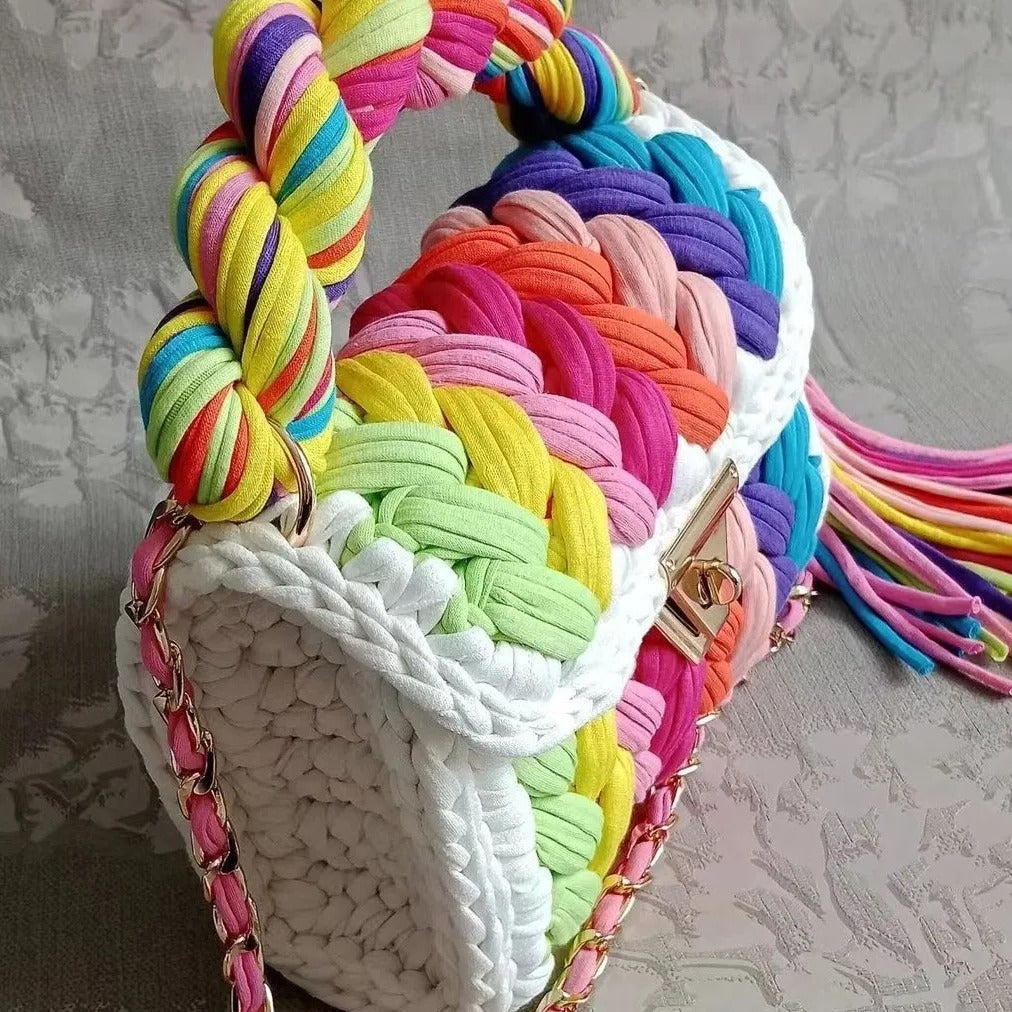 Hand Woven Crochet Shoulder Bag for Women