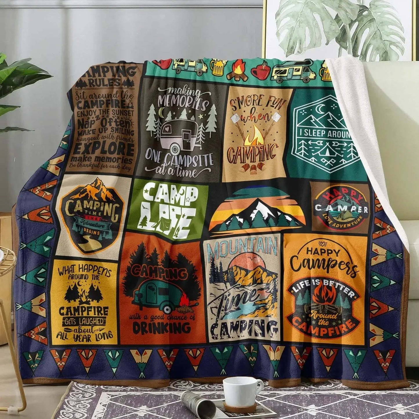 Camping Blanket for Outdoor vacations Travel Blanket, Creative Gift for Men & Women, Holiday and Birthday Gifts for Campers