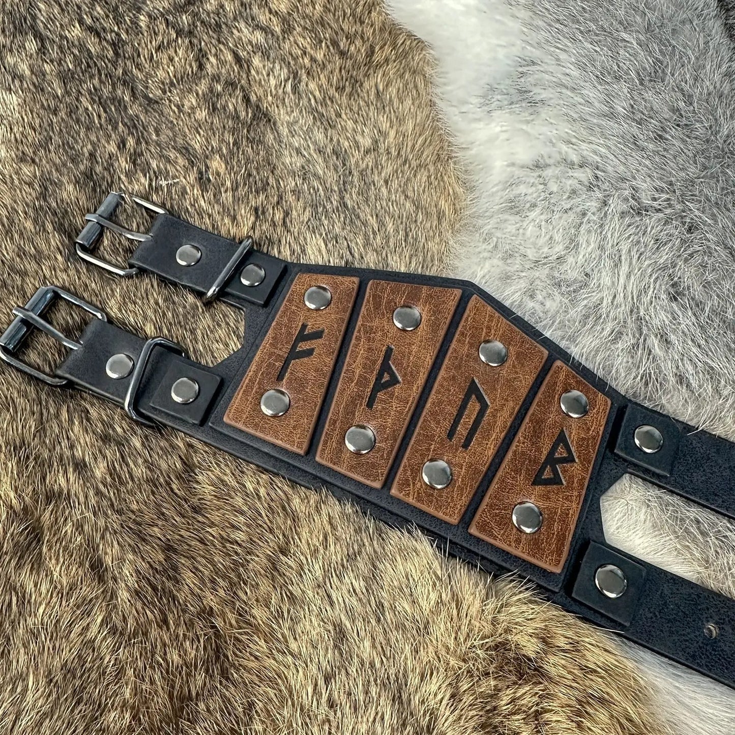 Nordic Viking Rune Men's Leather Bracelet