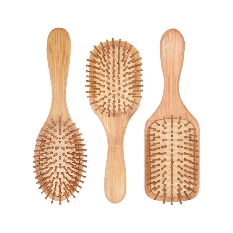 Bamboo Wood Paddle Hair Brush – Scalp Massage & Hair Care Comb