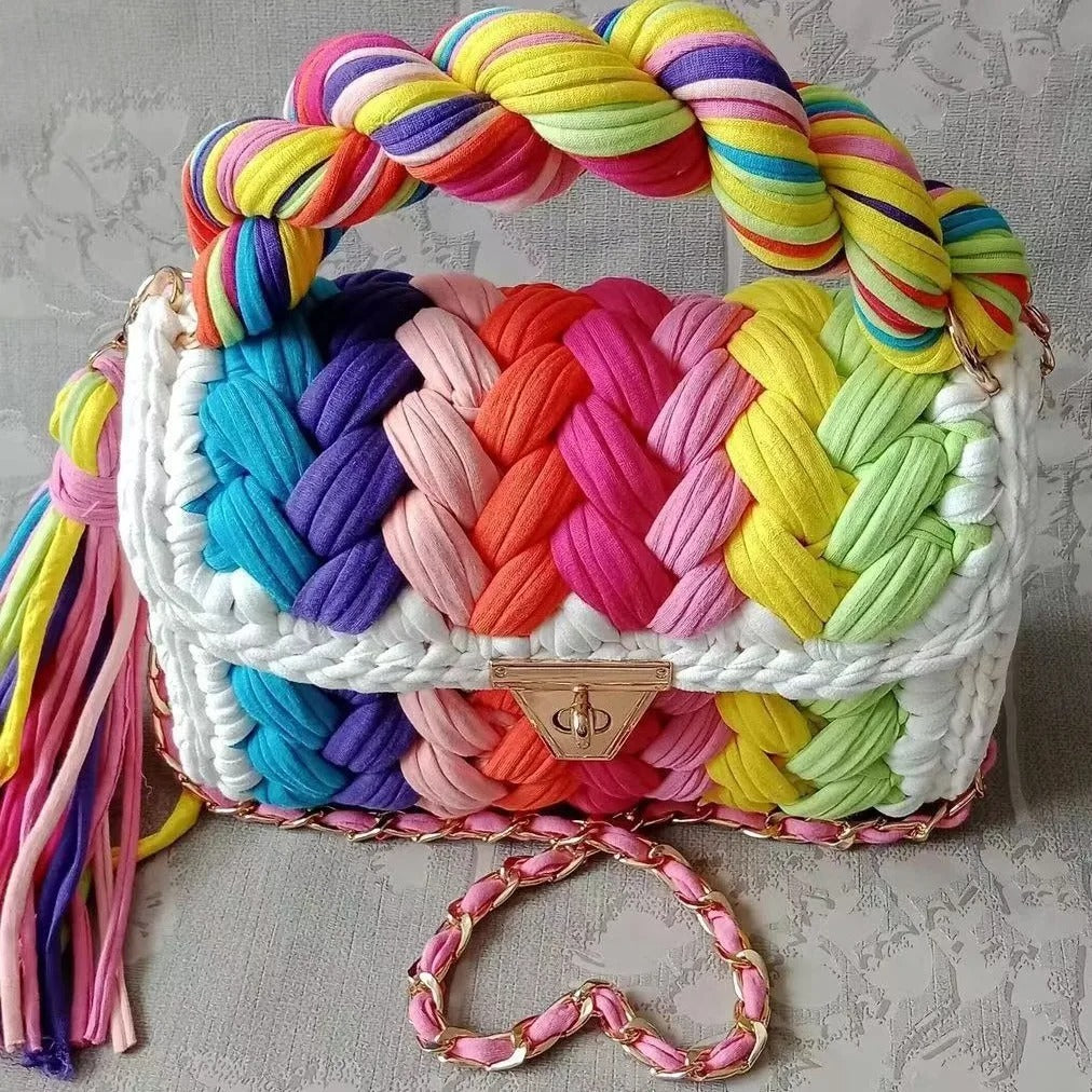 Hand Woven Crochet Shoulder Bag for Women