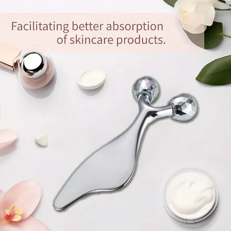 2-in-1 3D Facial Massager & Gua Sha Tool – Cold Roller for Face, Eyes, Chin Lift, Skin Tightening & Sculpting Beauty Tools