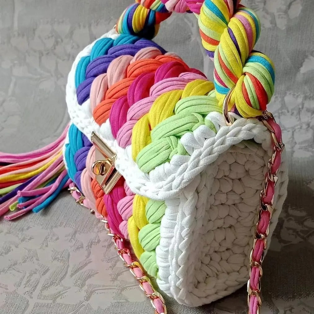 Hand Woven Crochet Shoulder Bag for Women