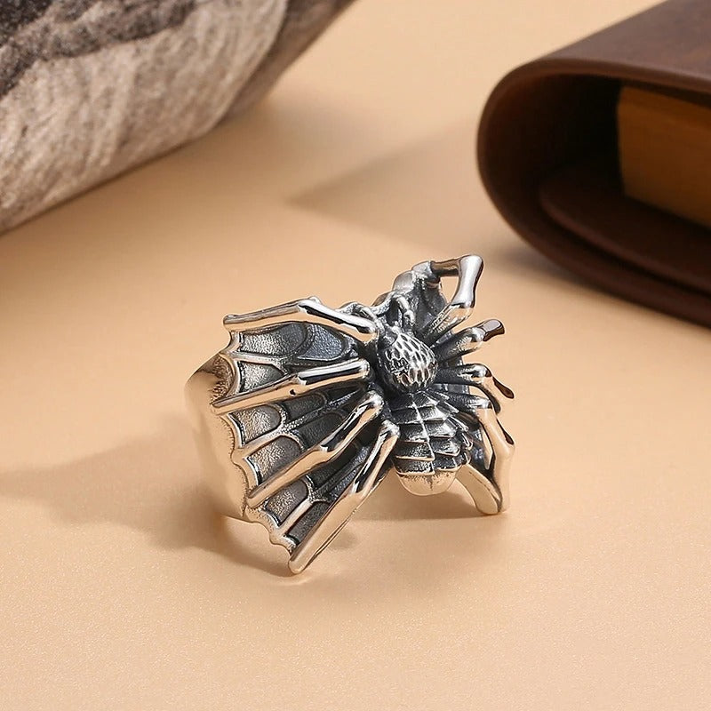 Punk Gothic Dark Spider Web Rings