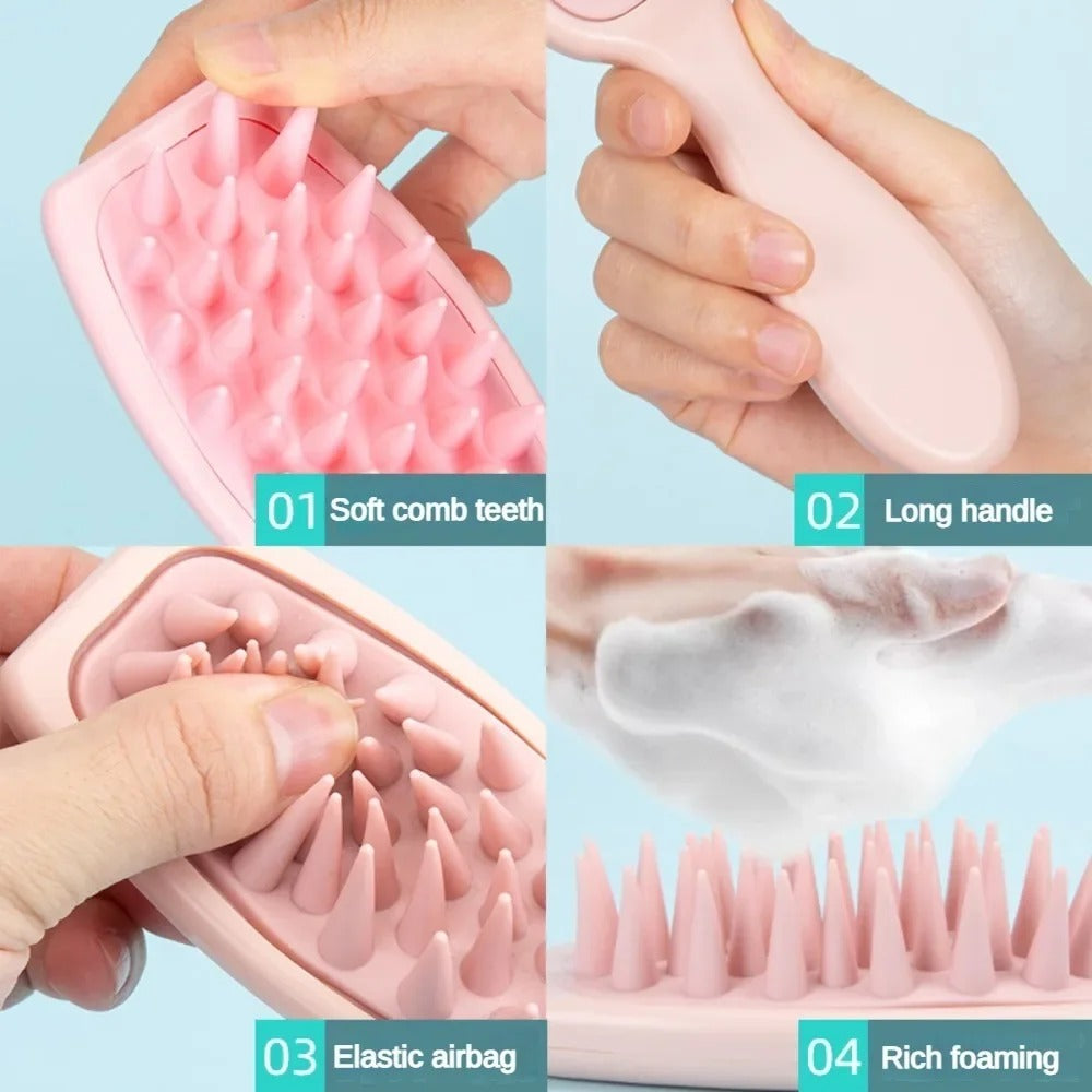 Silicone Scalp & Body Brush – Long Handle Shampoo Massager Comb