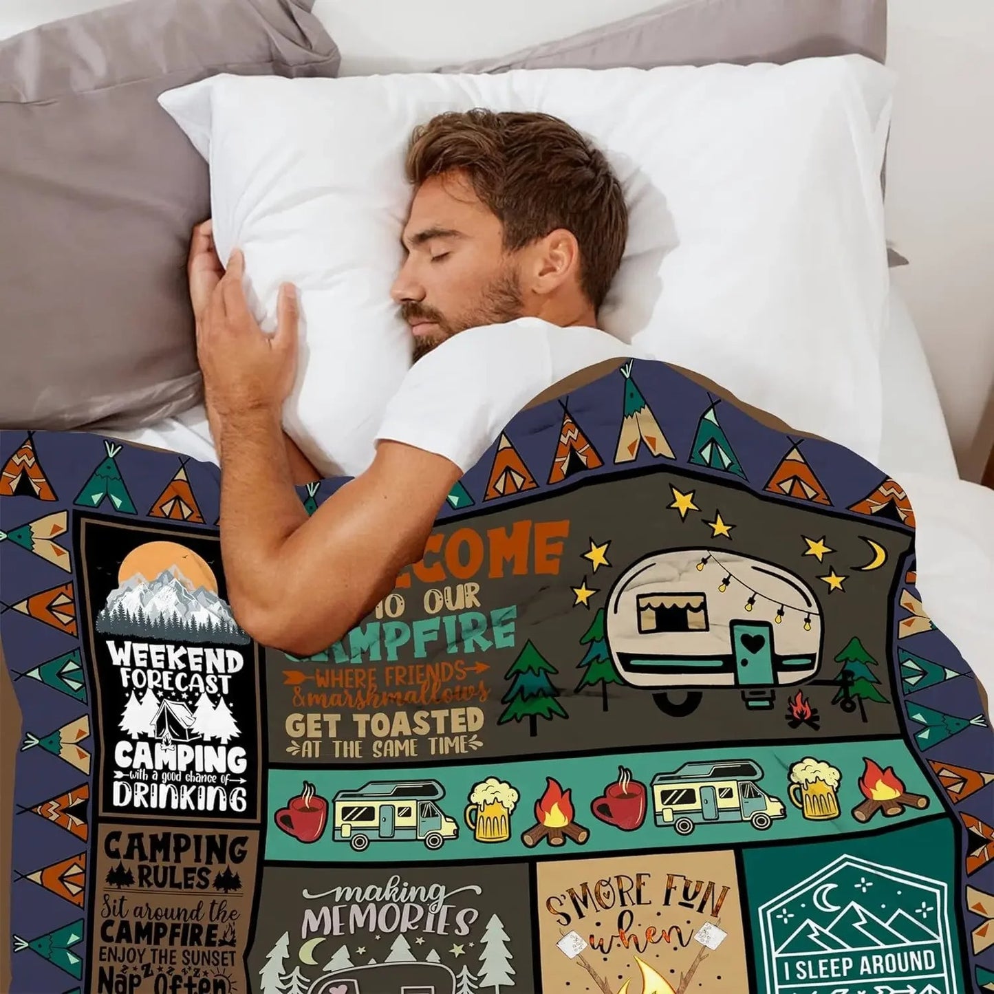 Camping Blanket for Outdoor vacations Travel Blanket, Creative Gift for Men & Women, Holiday and Birthday Gifts for Campers