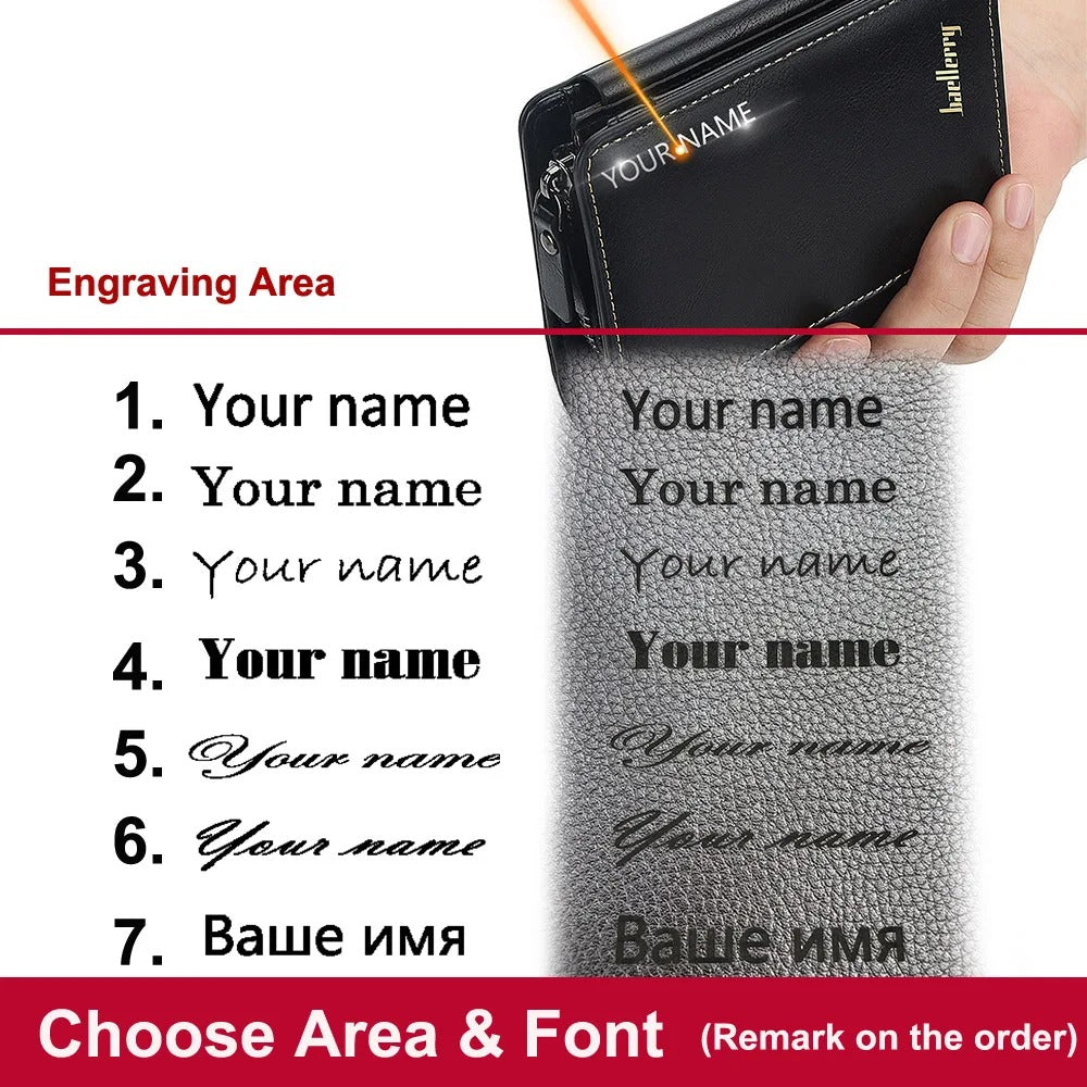 Personalized Name Men High Quality Zipper Wallets