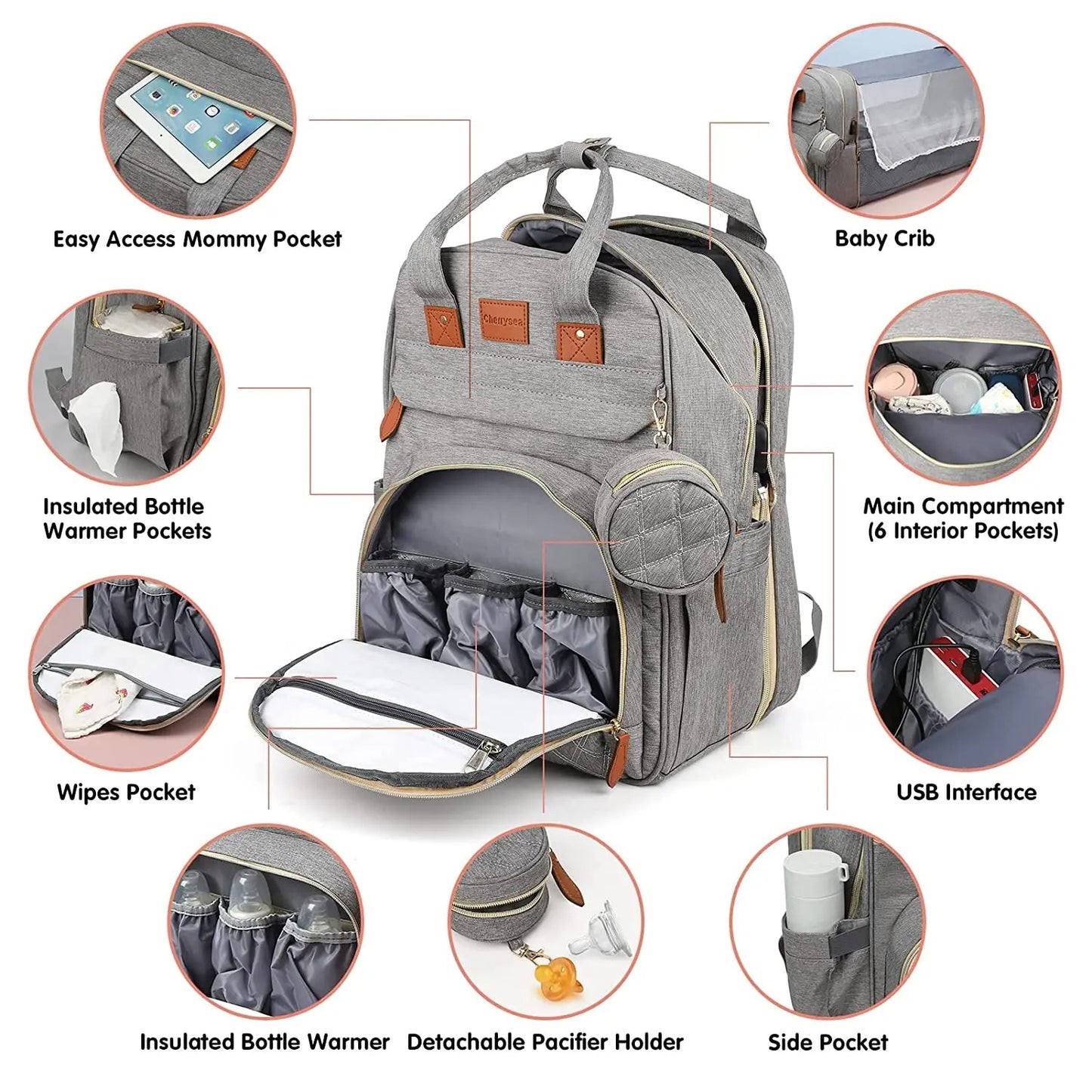 Diaper Bag Backpack Baby and Travel Bed