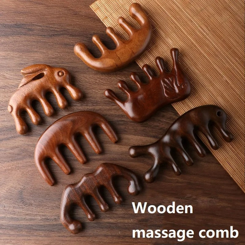 Sandalwood Wooden Scalp and Body Massage Comb – Natural Hair, Head and Body Massager