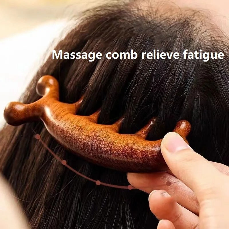 Sandalwood Wooden Scalp and Body Massage Comb – Natural Hair, Head and Body Massager