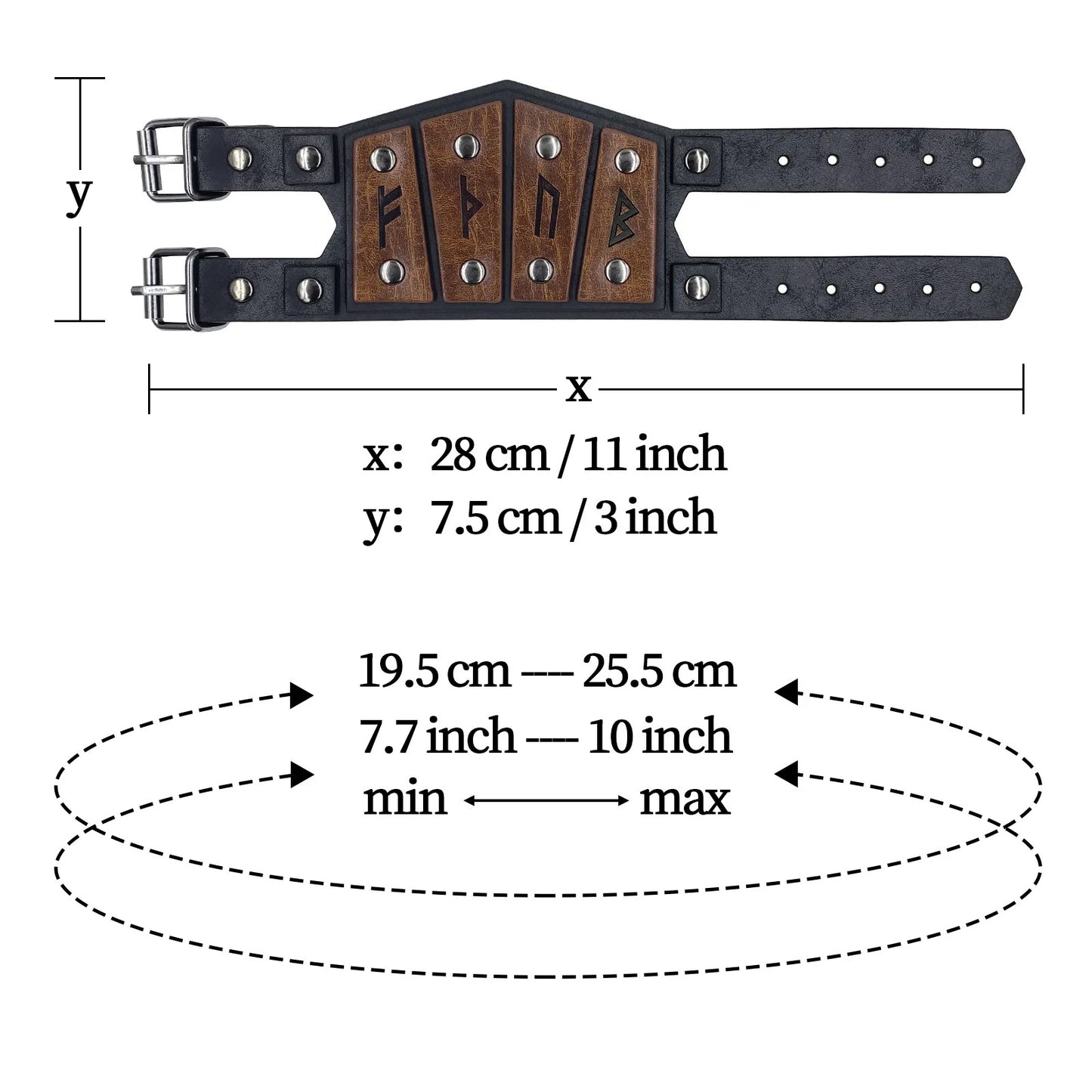 Nordic Viking Rune Men's Leather Bracelet