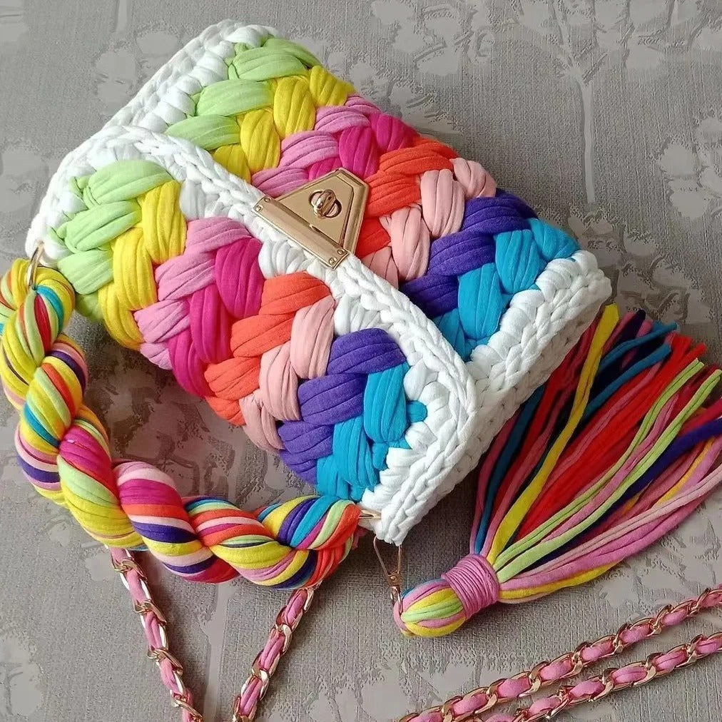 Hand Woven Crochet Shoulder Bag for Women
