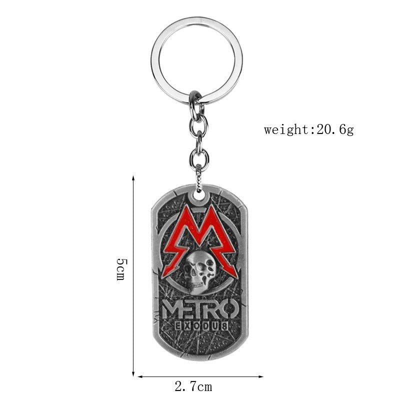 Game Metro Exodus Retro Dog Tag Skull Pendant Necklace