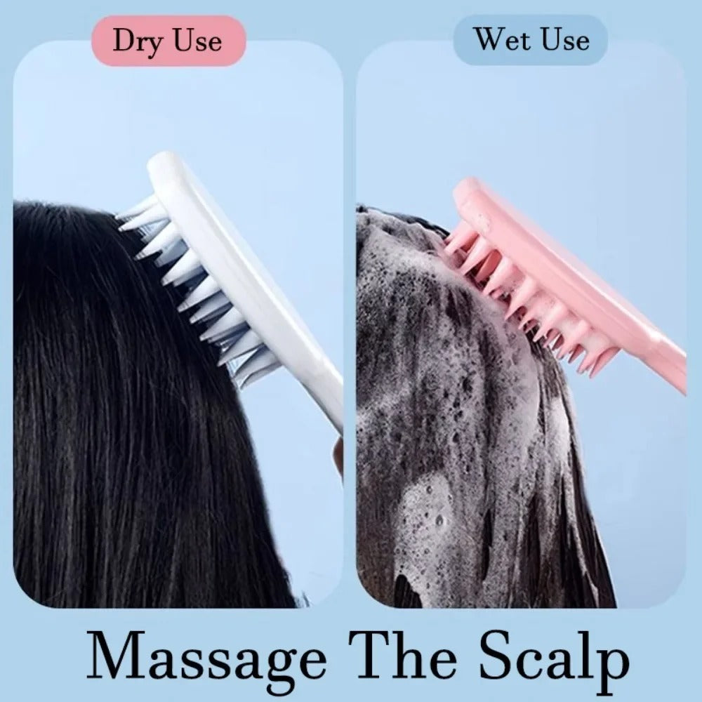 Silicone Scalp & Body Brush – Long Handle Shampoo Massager Comb