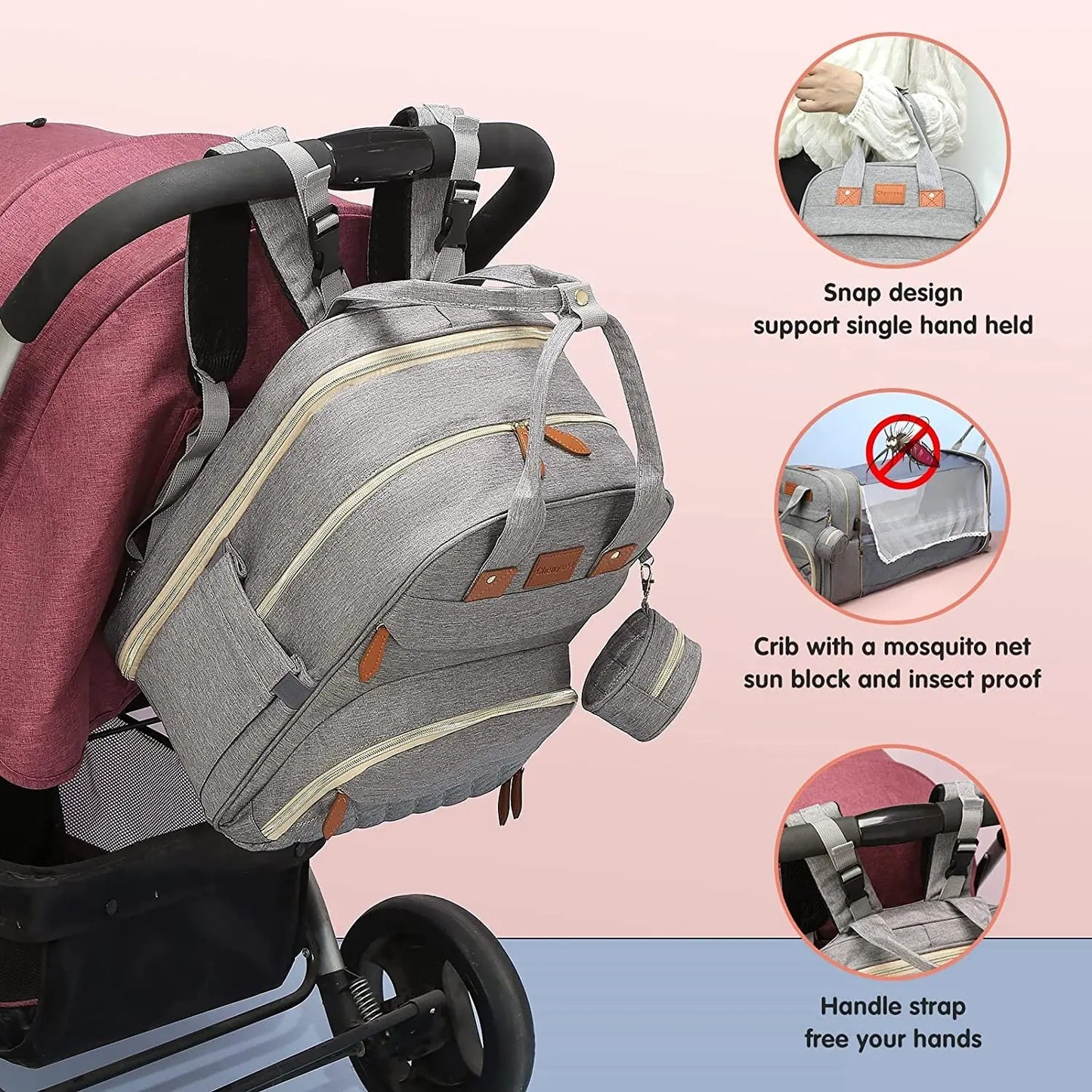 Diaper Bag Backpack Baby and Travel Bed
