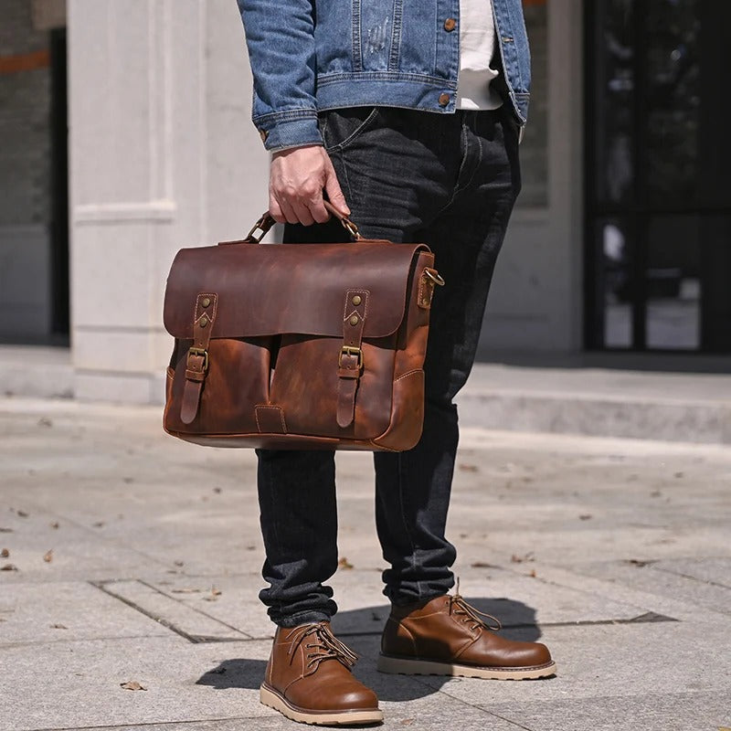 Men's Pure Leather Laptop Briefcase