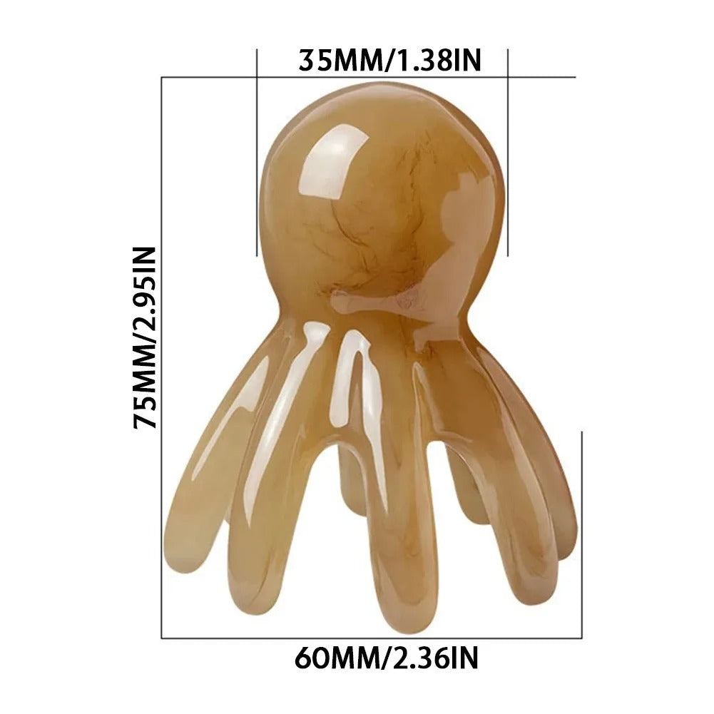 Octopus Scalp Massager – 8-Prong Resin Head Scraping Comb
