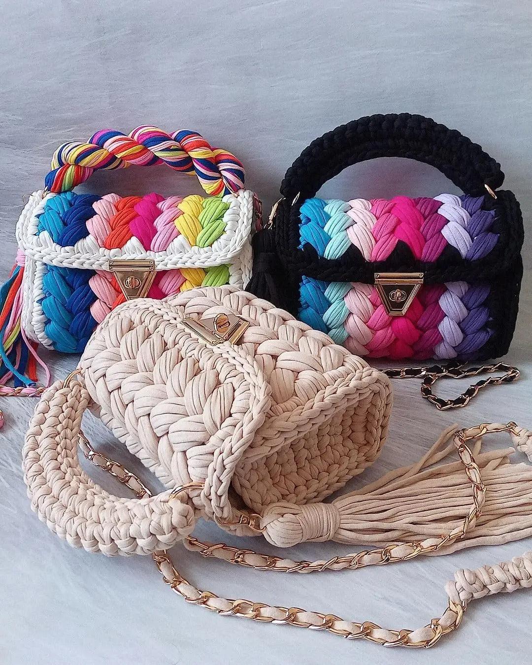 Hand Woven Crochet Shoulder Bag for Women