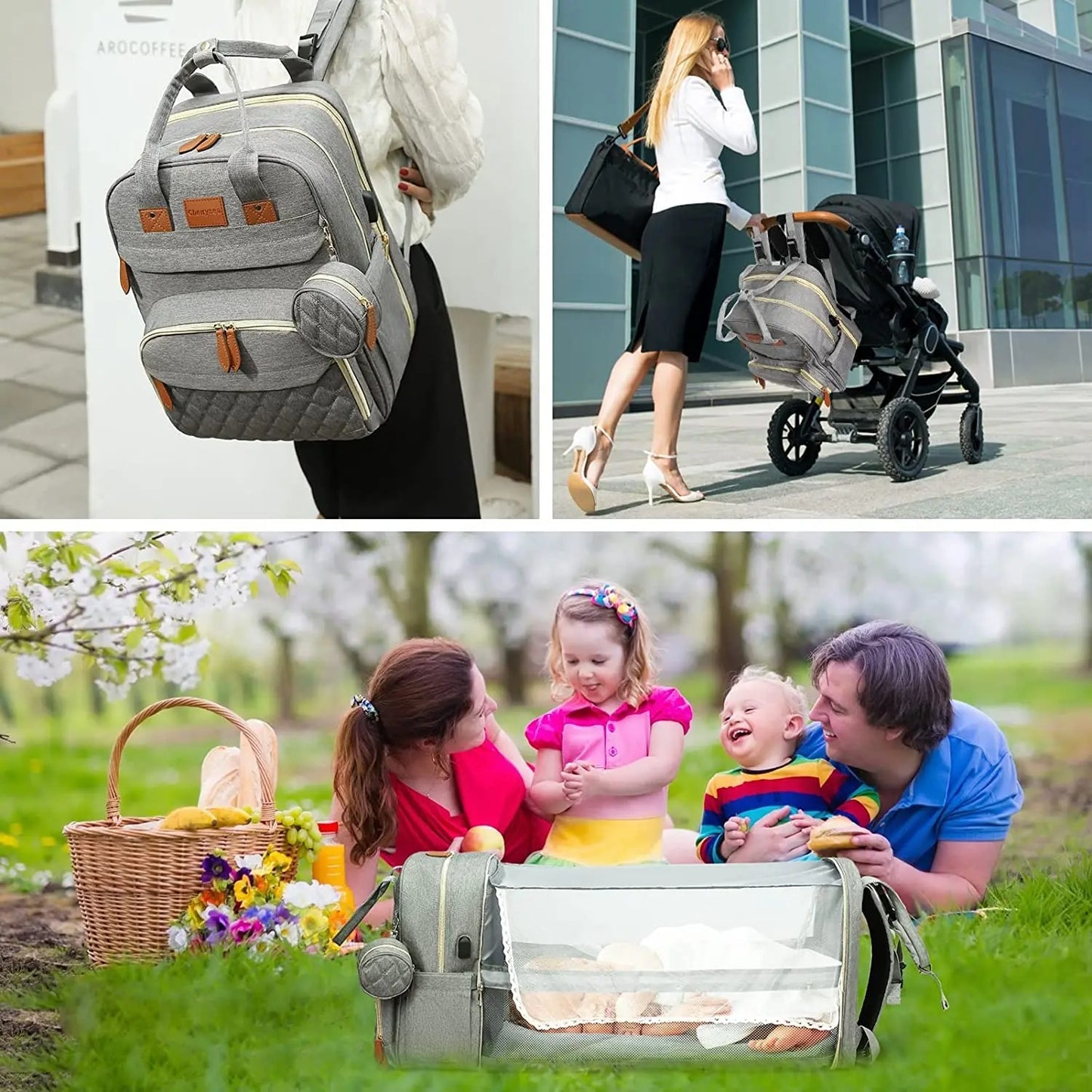 Diaper Bag Backpack Baby and Travel Bed