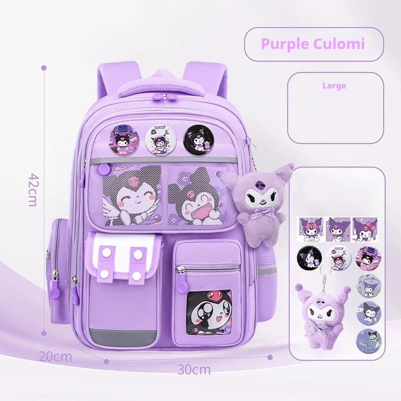 Cinnamoroll & Kuromi Kids School Backpack Set β Cute Anime My Melody Pochacco Bag for Girls, Large Capacity