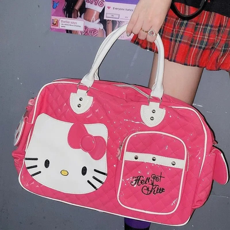 Hello Kitty PU Leather Crossbody Bag β Large Capacity Pink Shoulder Handbag for Teens, Women