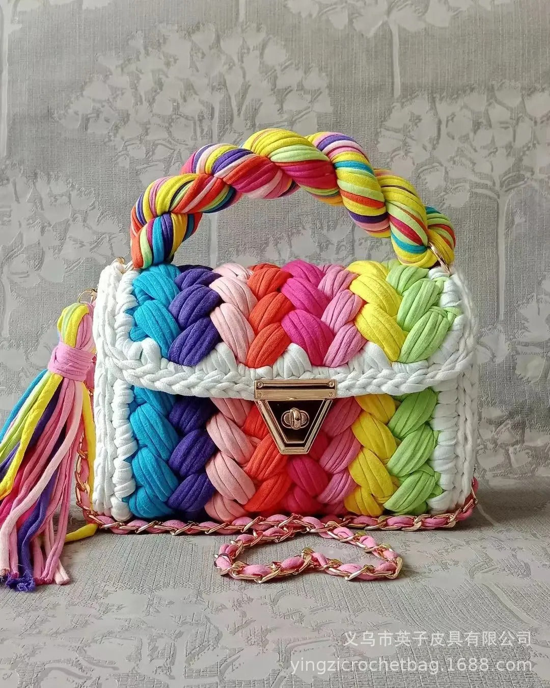 Hand Woven Crochet Shoulder Bag for Women