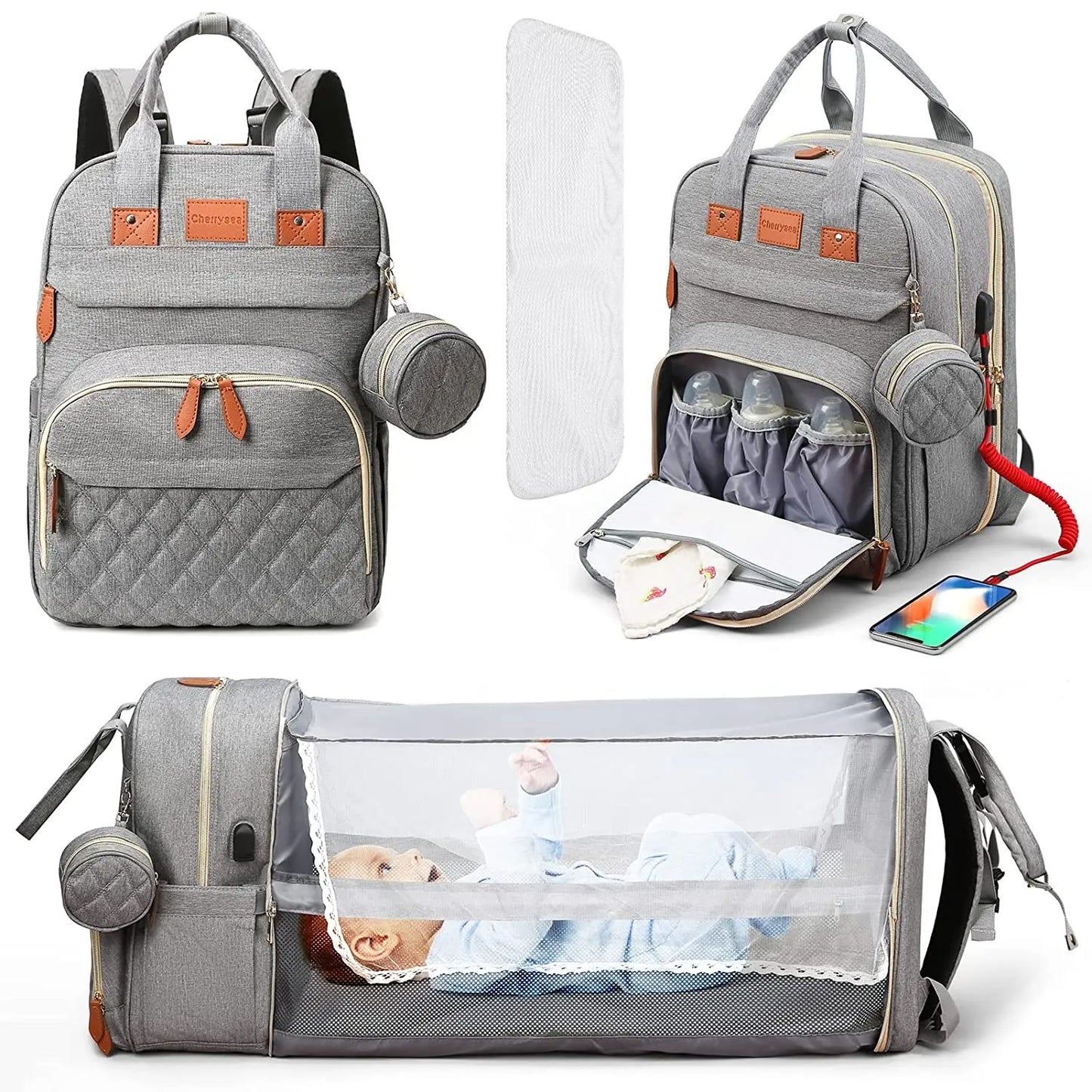 Diaper Bag Backpack Baby and Travel Bed