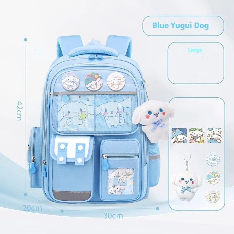 Cinnamoroll & Kuromi Kids School Backpack Set β Cute Anime My Melody Pochacco Bag for Girls, Large Capacity
