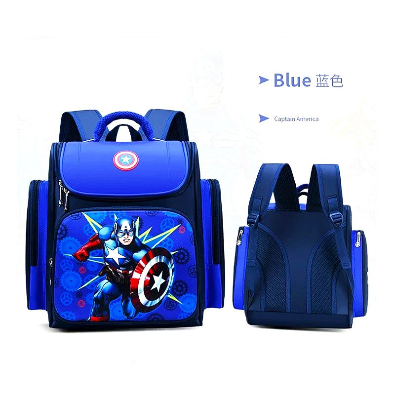 Marvel Avengers Cartoon Backpack for Kids – Spider-Man & amp; Captain America School Bag for Kindergarten & Elementary Students