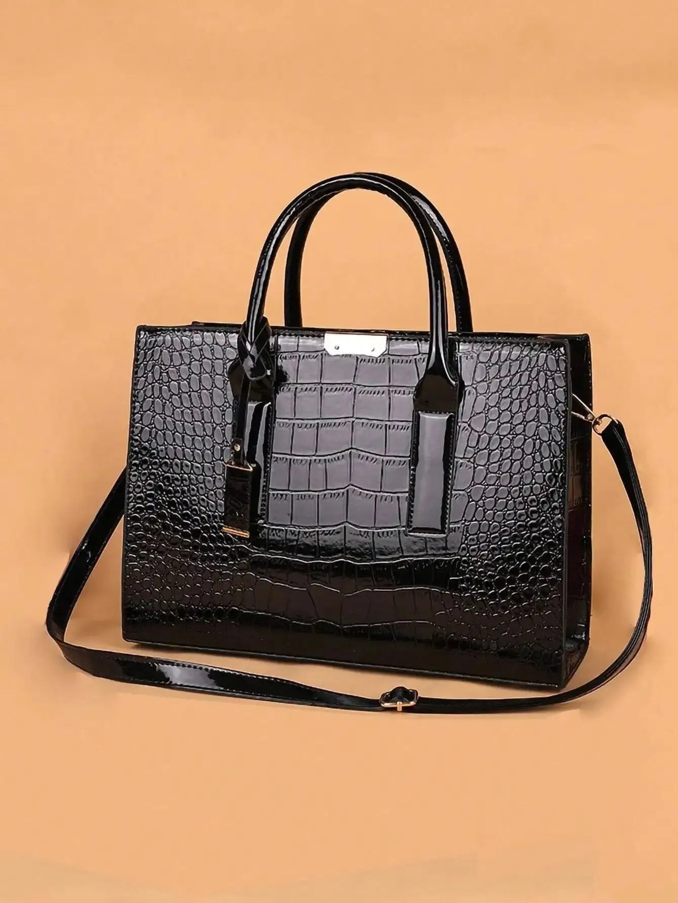 Sac à main de luxe en PU motif crocodile-AE
