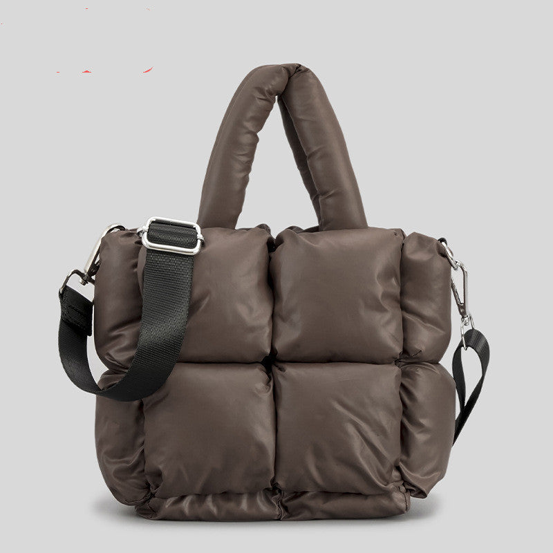 Winter Down Cotton Shoulder Bag – Soft Lightweight Crossbody Tote for Daily Use