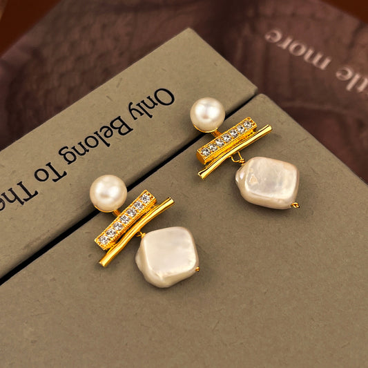 Natural Baroque Pearl Ear Studs