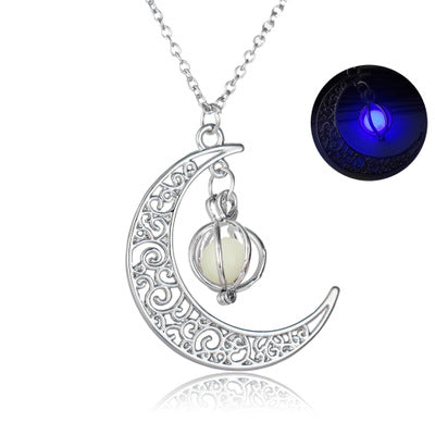 Natural Glowing Stone Healing Necklace with Luminous Pendant