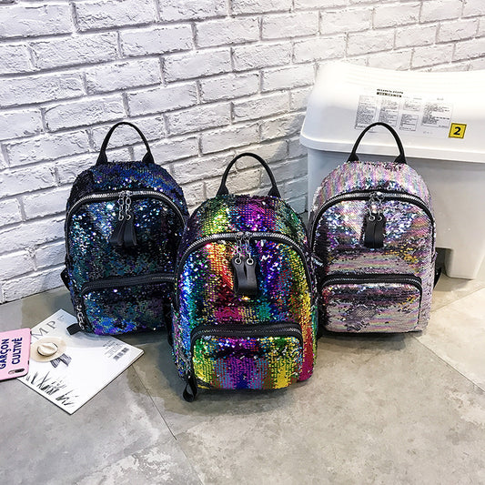 Color-Changing Sequin Shoulder Bag – Sparkly PU Leather Handbag for Girls, Double Strap, Soft Handle