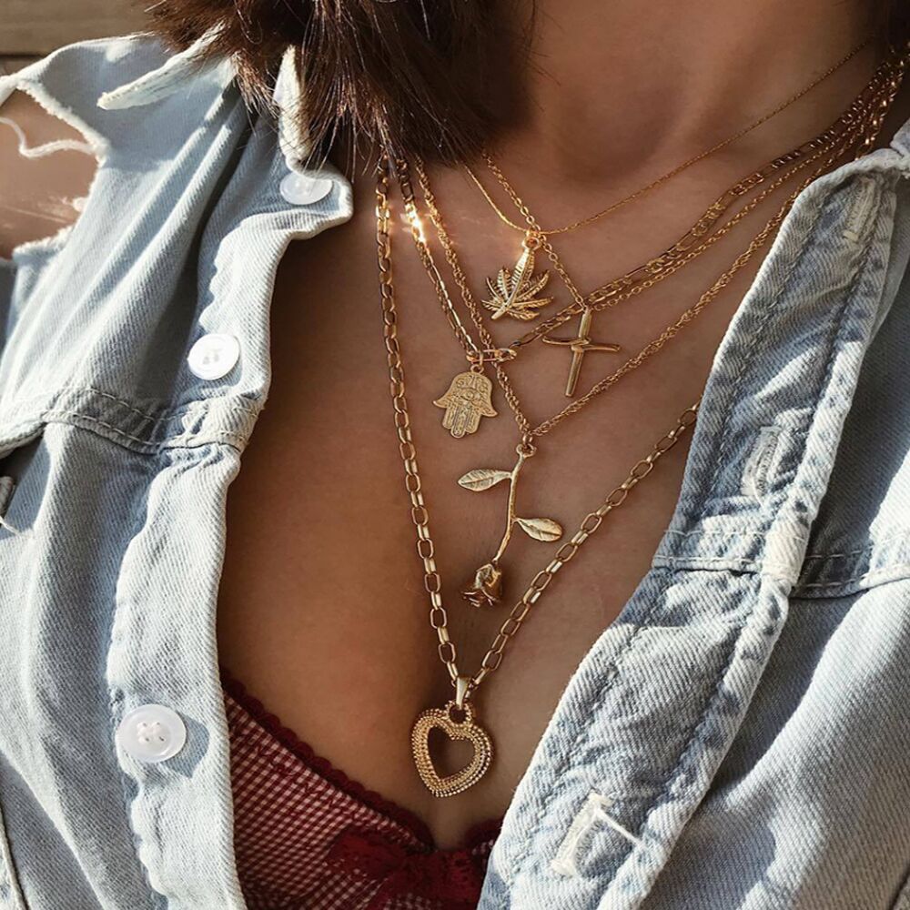 Multilayer Pendants Necklace Set