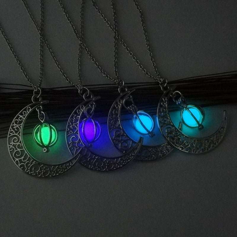 Natural Glowing Stone Healing Necklace with Luminous Pendant