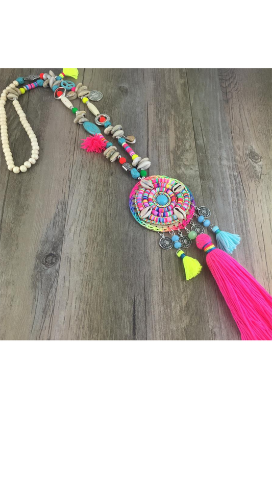 Long Necklace Bohemian Accessories Colorful Vintage Ethnic Punk Style Fashion Jewelry