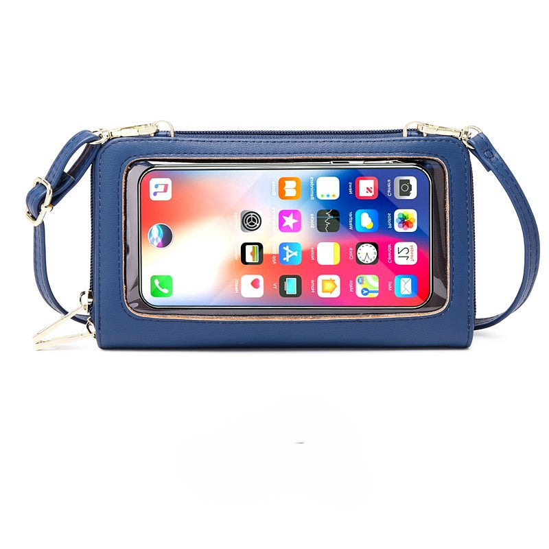 Multi functional Leather Crossbody Shoulder Wallet Bag with Touch Screen Mobile Case