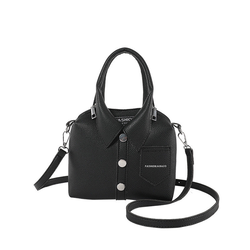 PU Leather Crossbody Shoulder Bag for Women – Simple Urban Square Tote with Threaded Design