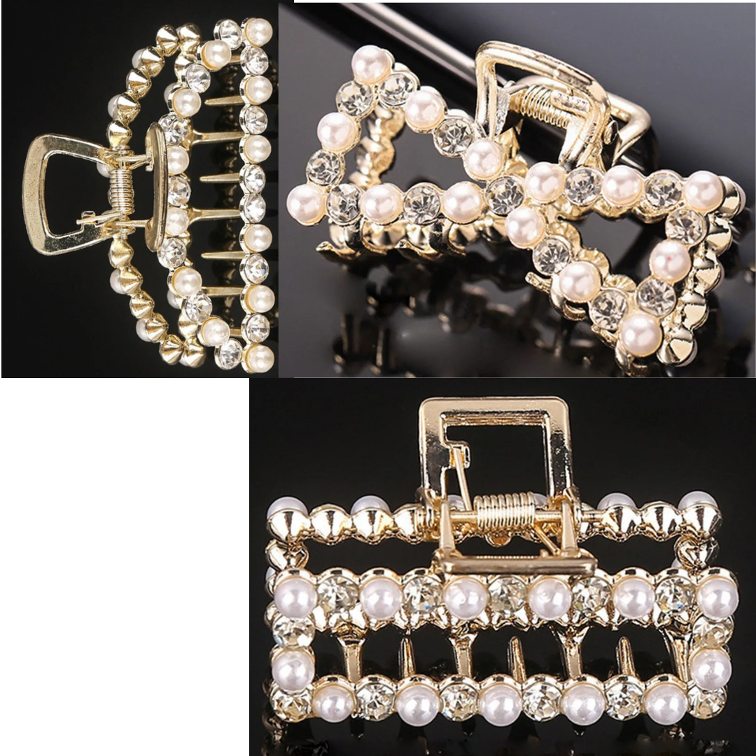 Elegant Metal Pearls Solid Beads Hair Claws