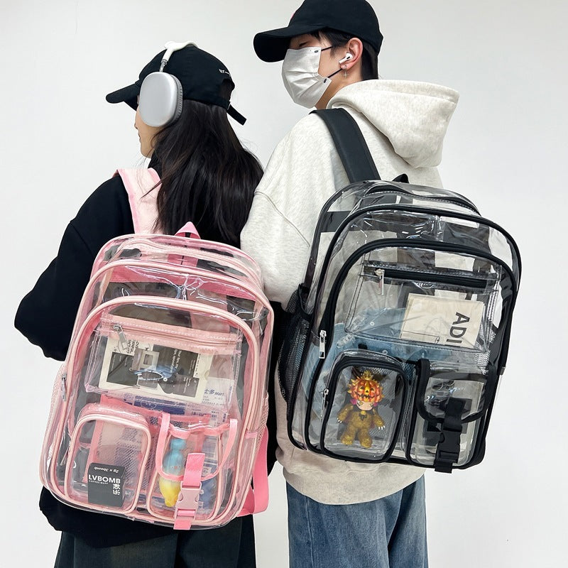 Transparent PVC School Backpack – Large Capacity Waterproof Clear Bag for Students