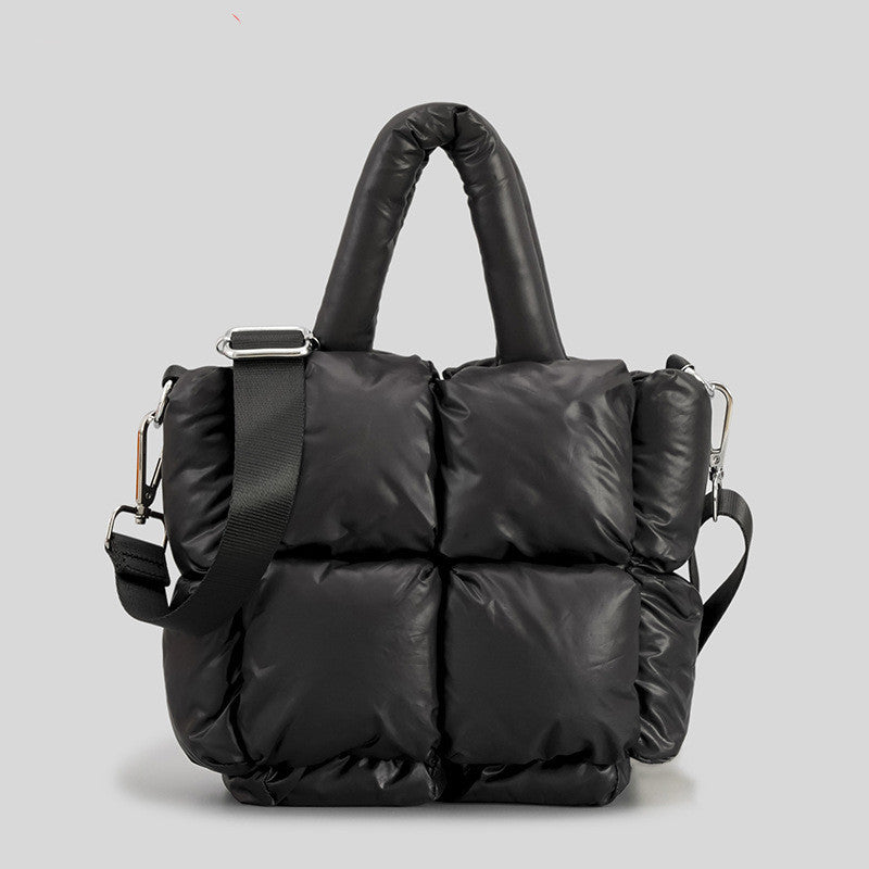 Winter Down Cotton Shoulder Bag – Soft Lightweight Crossbody Tote for Daily Use
