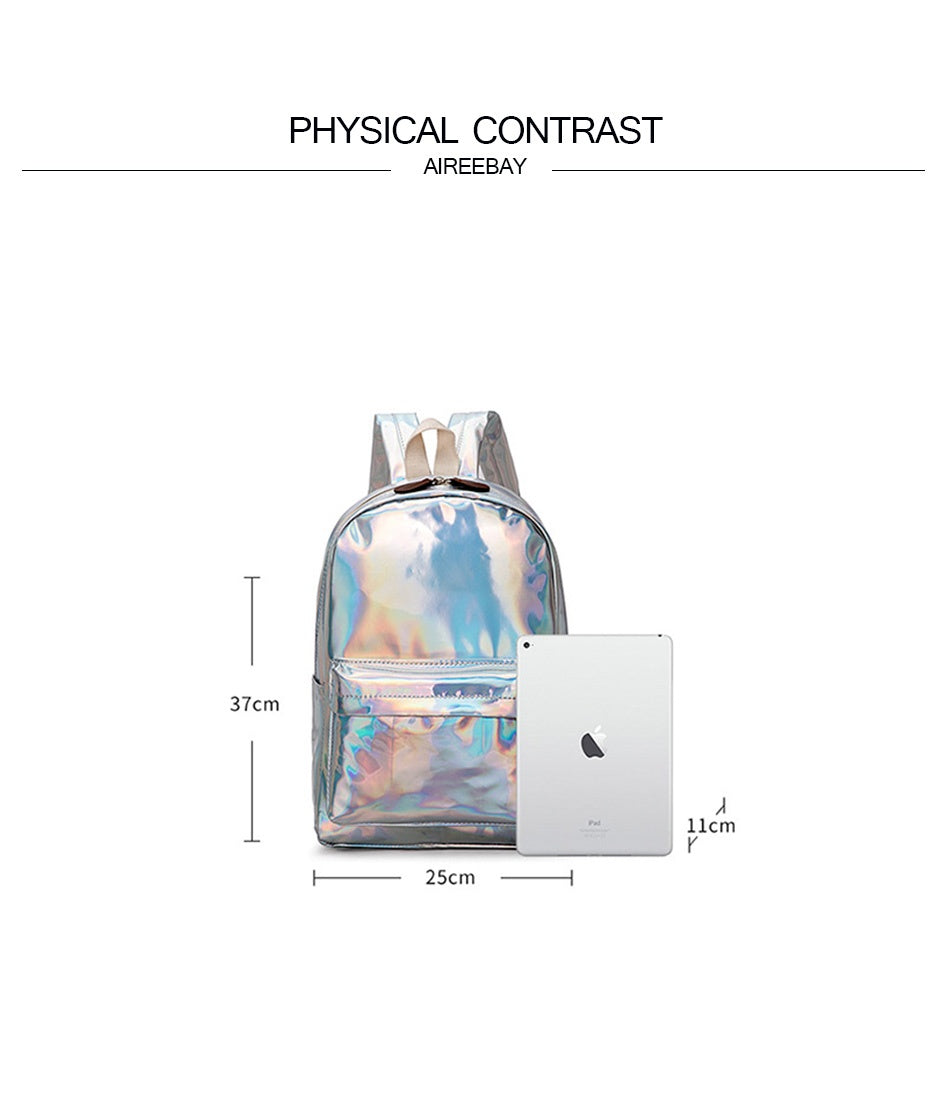 Teen Laser reflective Leather Waterproof Travel and School Backpack