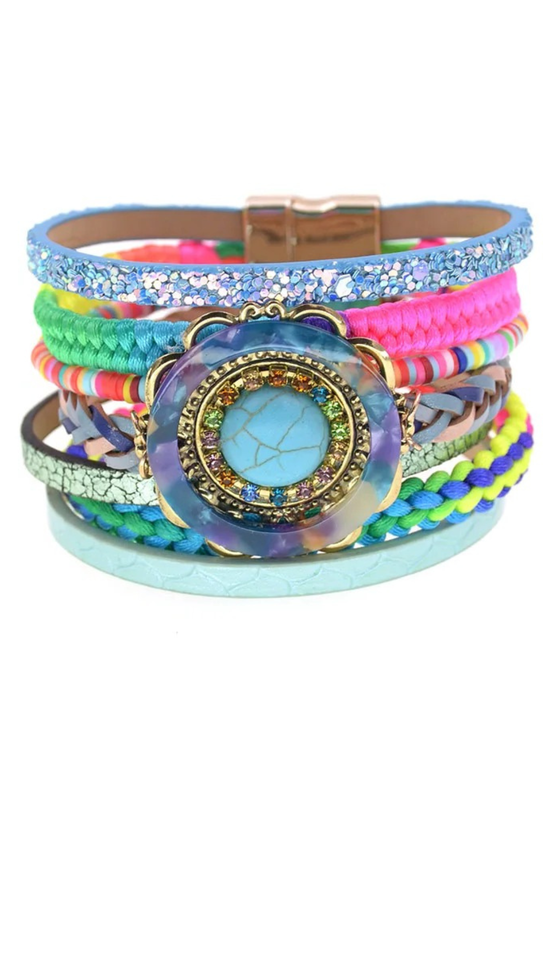 Colorful Boho Leather Charm Style Bracelet Jewelry